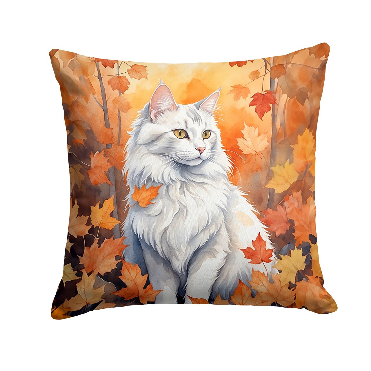 Edge Collections - 18" x 18" - Multicolor - Turkish Angora Cat Throw Pillow , Machine Washable Decorative Pillow - 1 Piece